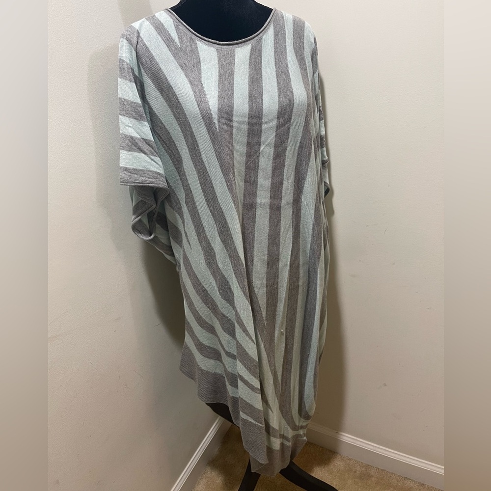 Spring asymmetrical striped sweater